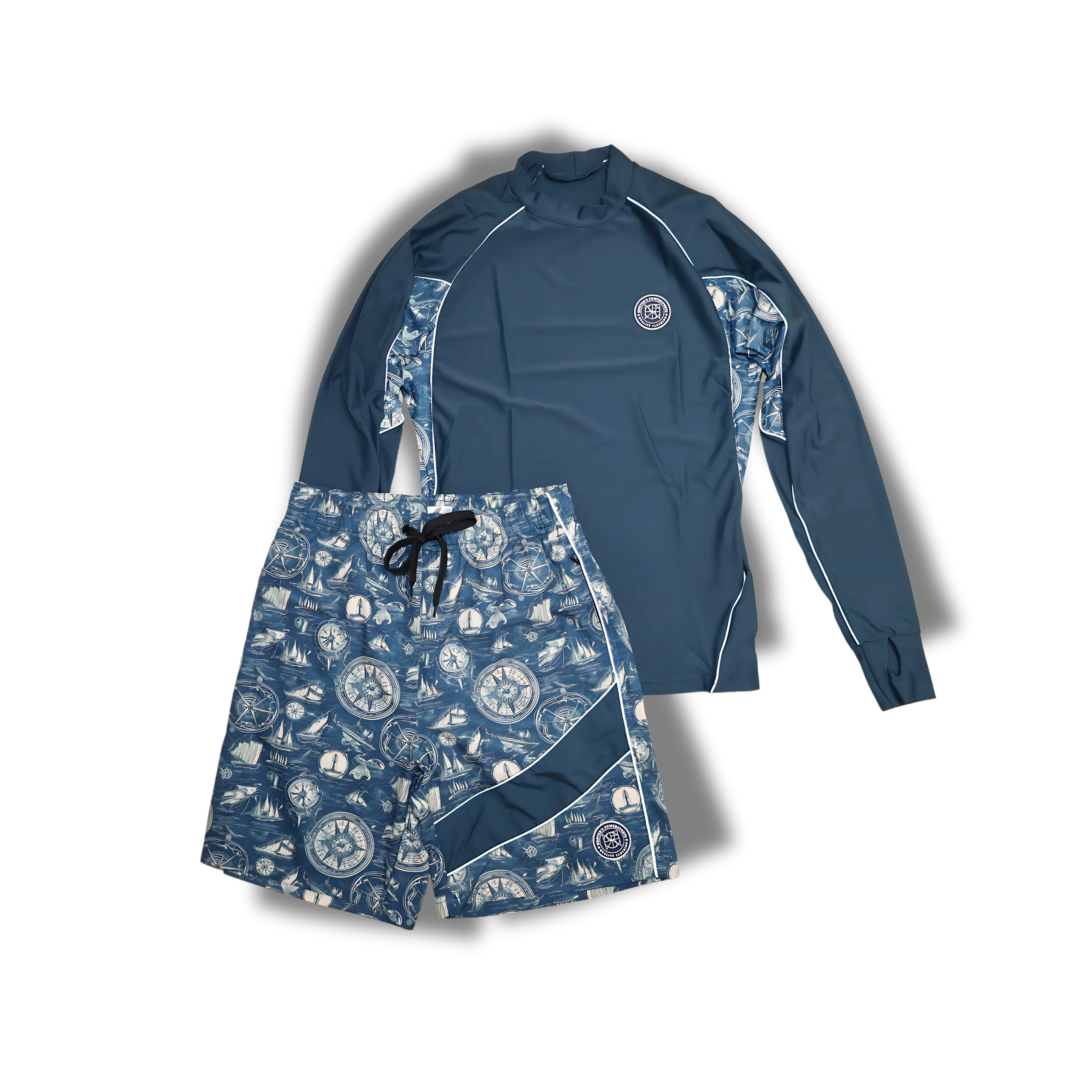 MOKU HOLO REFLECTIVE MEN'S RASH GUARD SHIRT AND SWIM TRUNK SET