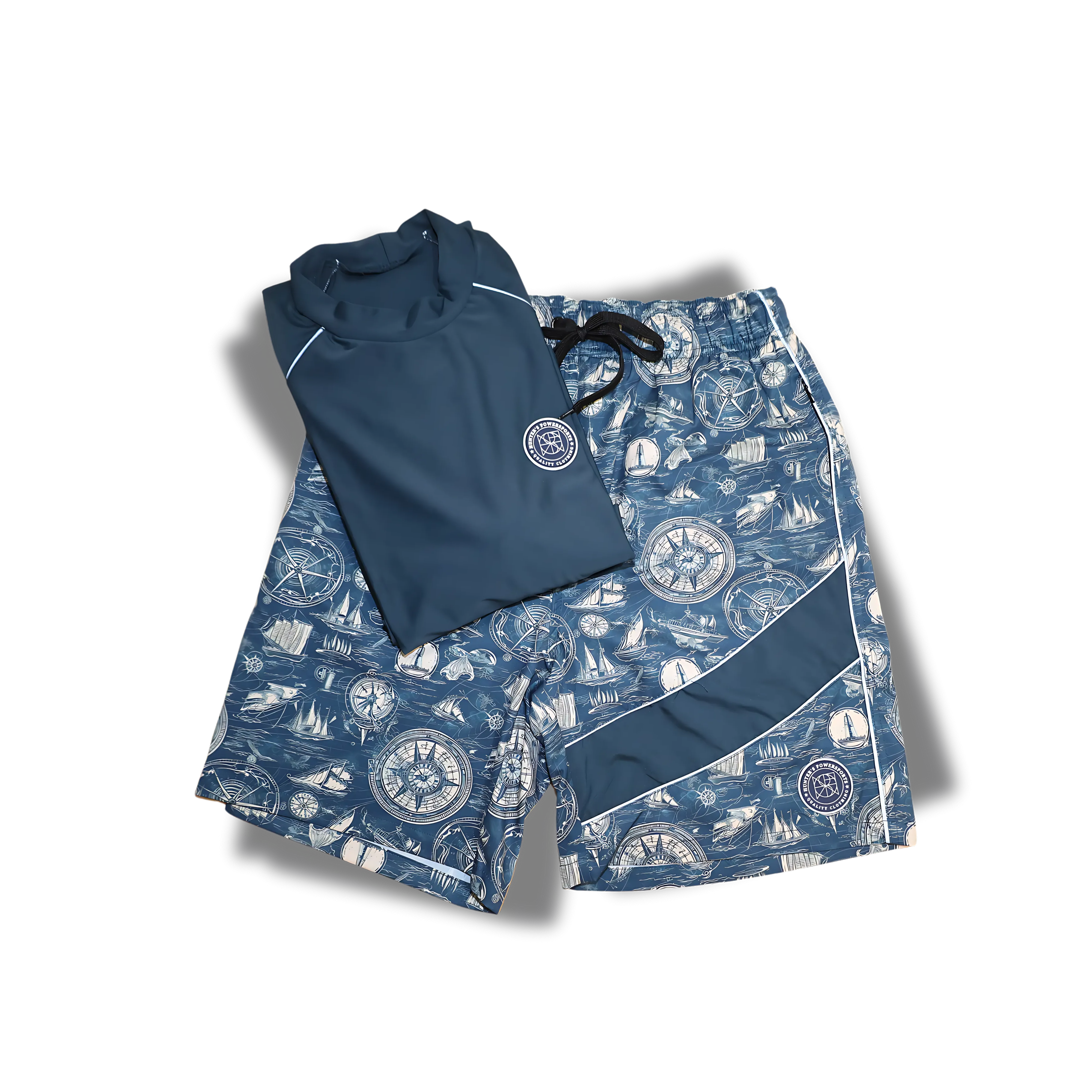 MOKU HOLO REFLECTIVE MEN'S RASH GUARD SHIRT AND SWIM TRUNK SET