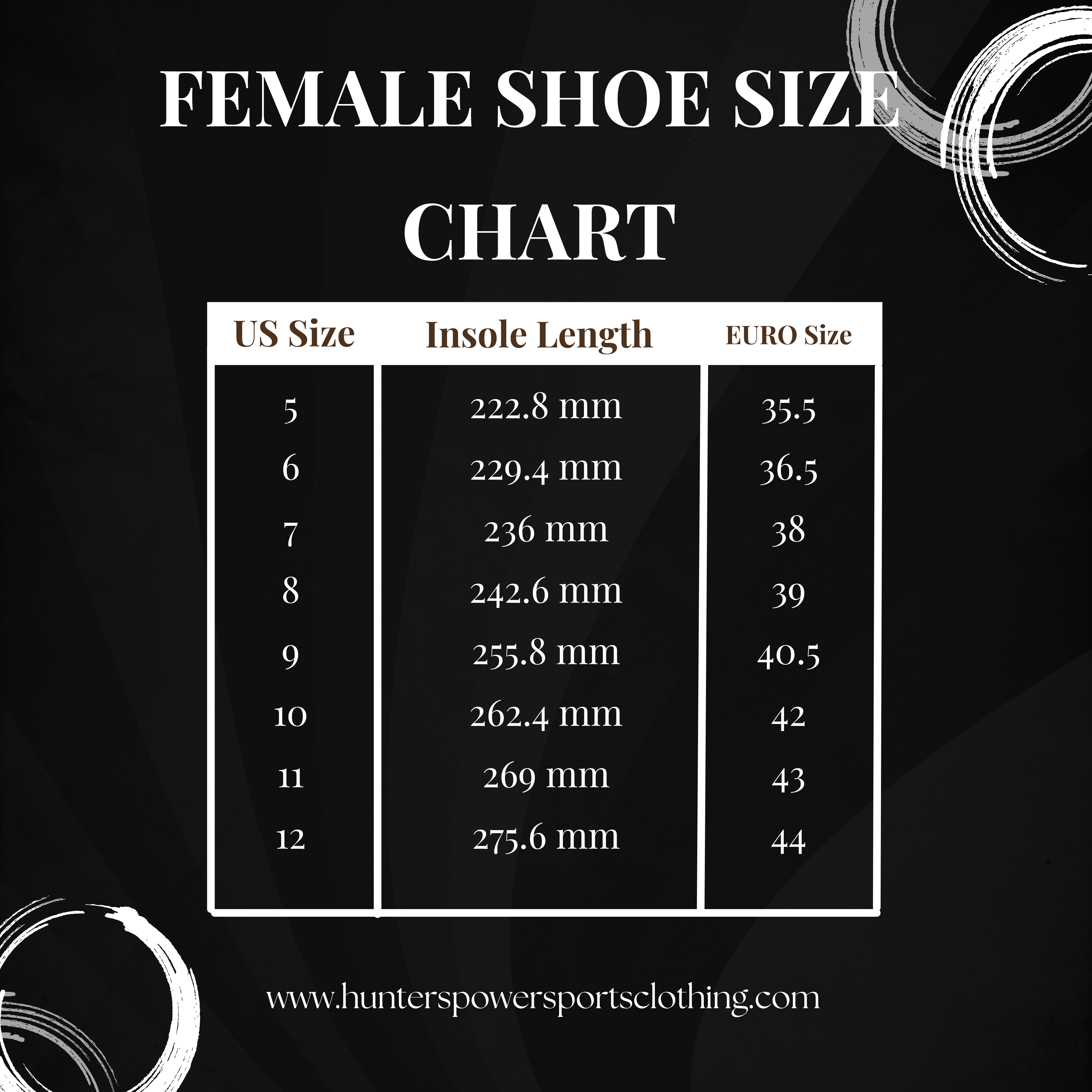 Women Shoe Size Chart