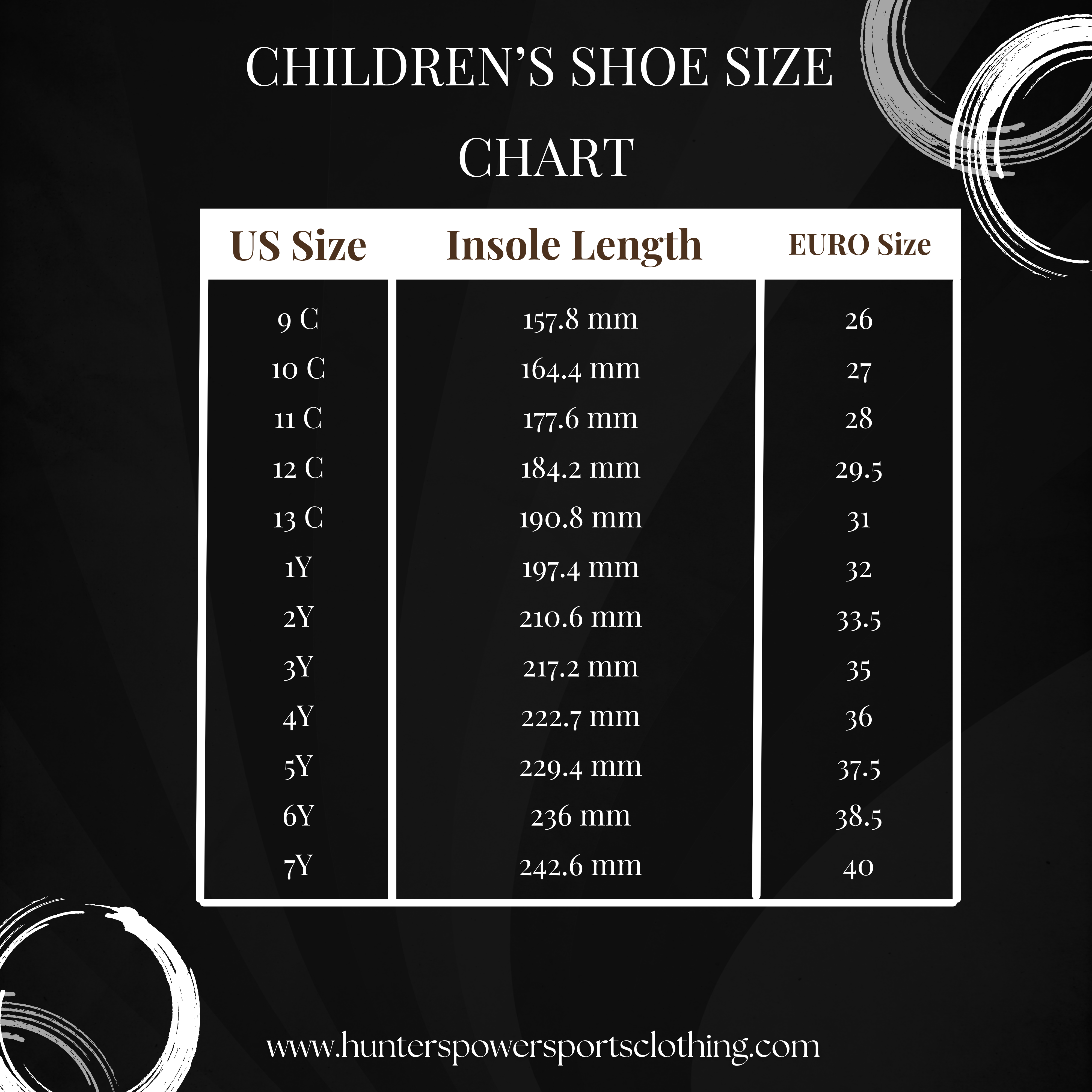 Children Shoe Size Shart